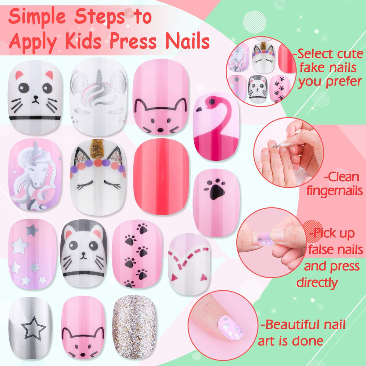 Thrilez Kids Press on Nails laid out for easy selection