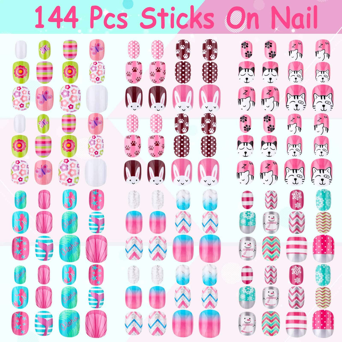 Thrilez Kids Press on Nails packaging with 6 boxes