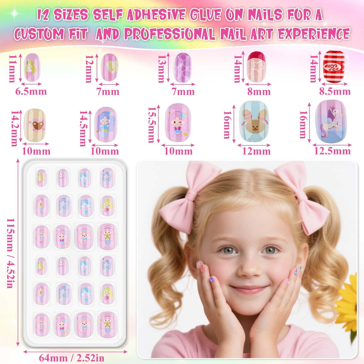 Thrilez stick on nails for girls displayed with patterns