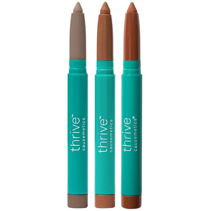 Thrive Causemetics Brilliant Eye Brightener Matte Shadow Stick set with three shades