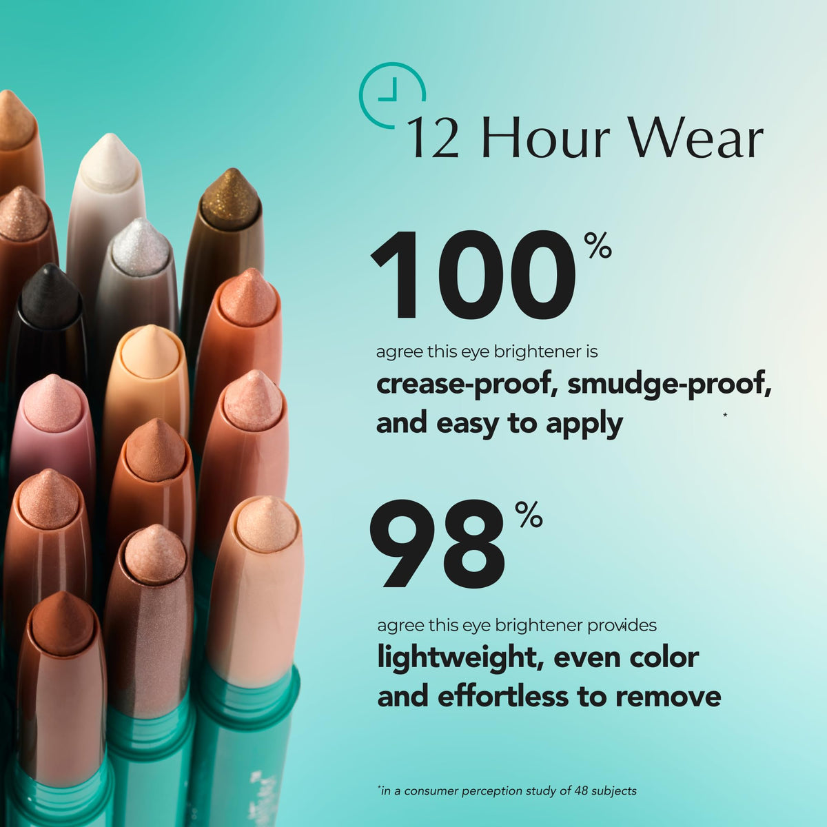 Thrive Causemetics Eye Brightener Stick applied on eyelids