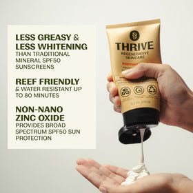 Thrive Natural Care Reef Safe Sunscreen SPF50 side view showing texture