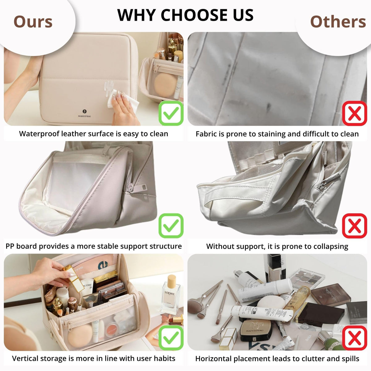 tianzong Travel Makeup Bag side view with waterproof material