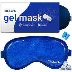 TICLO'S cooling eye mask front view with gel beads