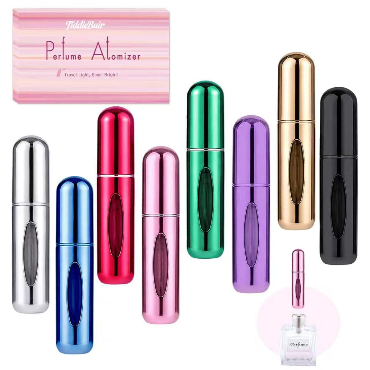 TiddieBair Mini Perfume Atomizer Set in various colours