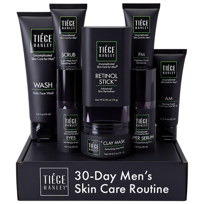 Tiege Hanley Rejuvenation Men's Skin Care Set front view with all products displayed