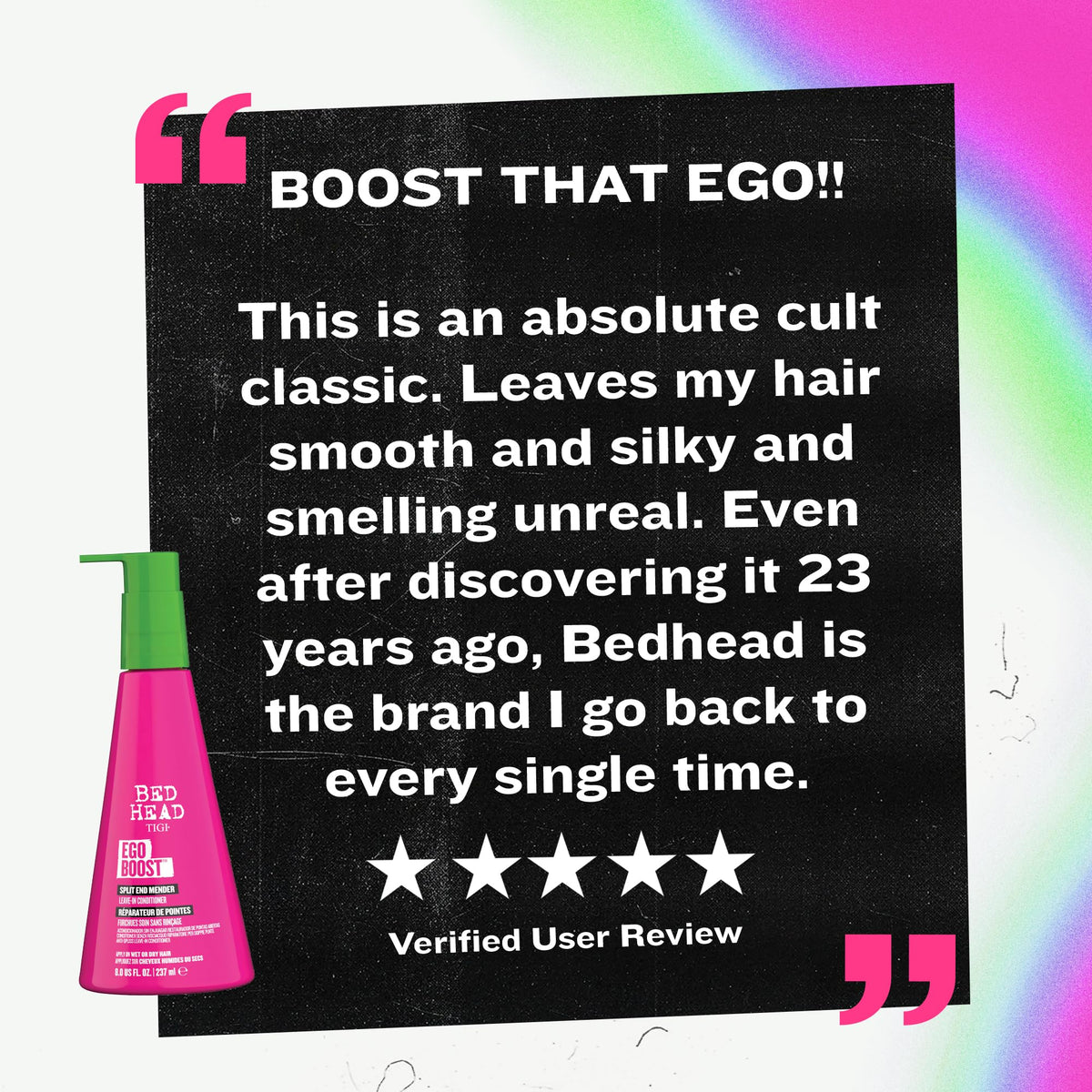 TIGI Bed Head Leave-In Conditioner 8 Oz bottle with a backdrop of fresh berries