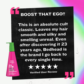 TIGI Bed Head Leave-In Conditioner 8 Oz bottle with a backdrop of fresh berries