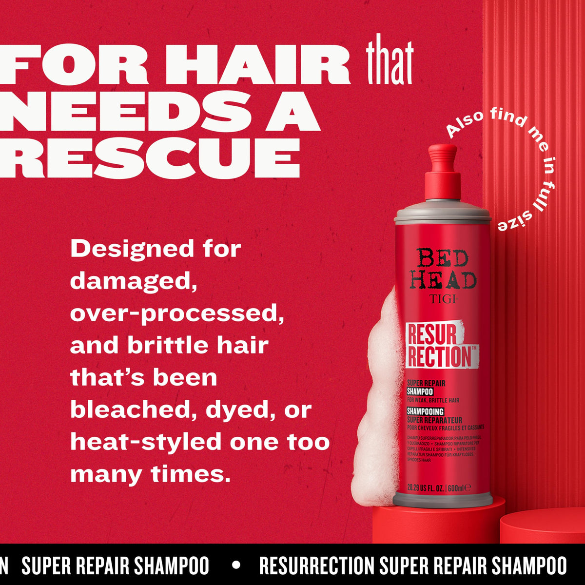 TIGI Resurrection Super Repair Shampoo Travel Mini with cap open