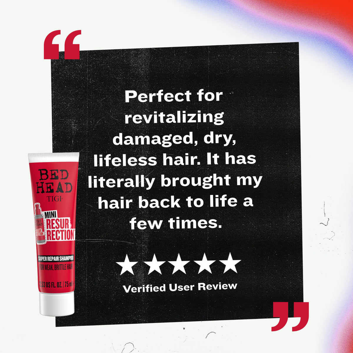 TIGI Resurrection Super Repair Shampoo Travel Mini with ingredients list
