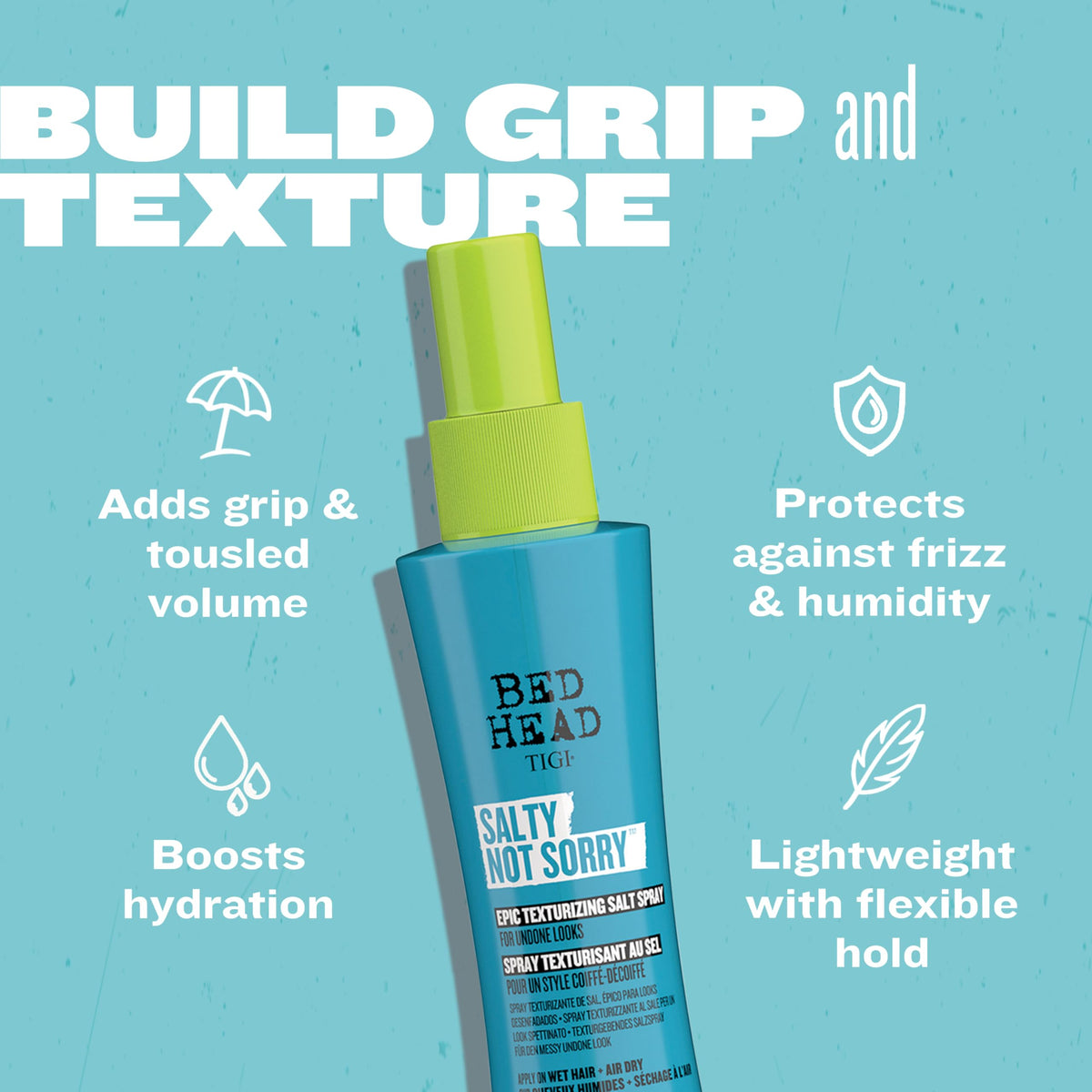 TIGI Salty Not Sorry Texturizing Salt Spray application on hair