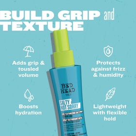 TIGI Salty Not Sorry Texturizing Salt Spray application on hair