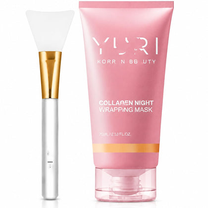 Tiglowa YURI Collagen Night Wrapping Mask 75ml front view with silicone brush