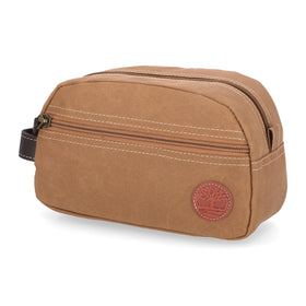 Timberland Men's Toiletry Bag Canvas Travel Kit in Khaki, front view