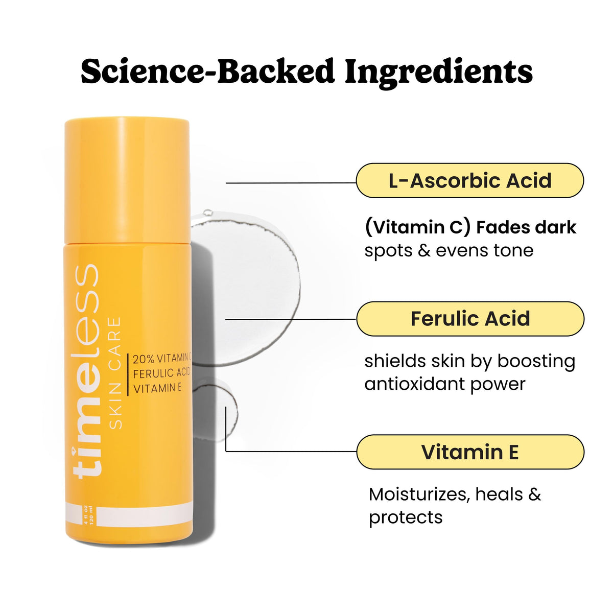Timeless Skin Care Vitamin C + E Ferulic Acid Serum 4 fl oz back view