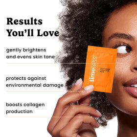 Timeless Skin Care Vitamin C + E Serum 10% application on skin