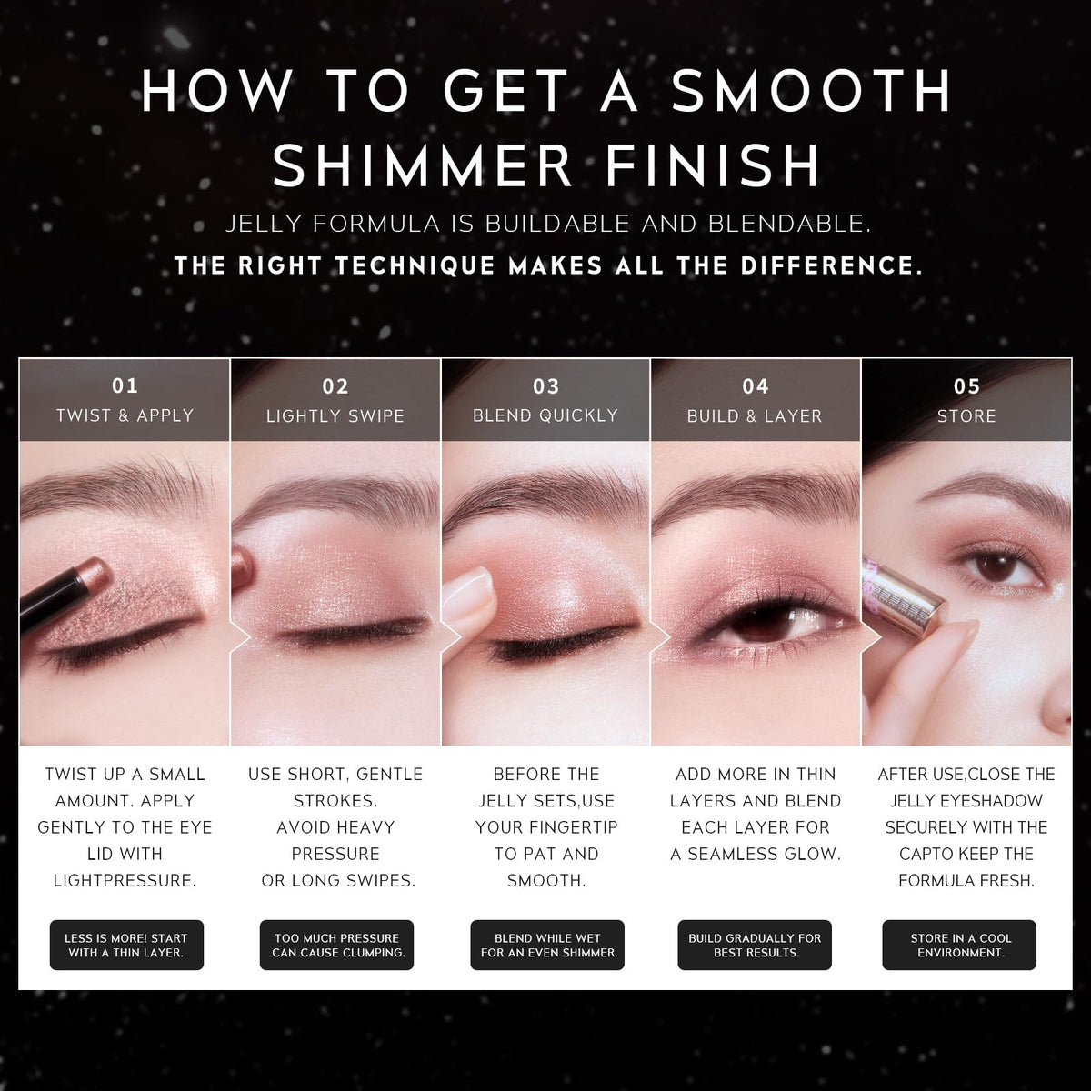TIMEPHORIA Jelly Gel Eyeshadow Stick 005 Bronzite with other makeup products