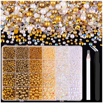 TINKRSTUFF 14000PCS flatback pearls and rhinestones kit front view