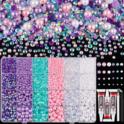 TINKRSTUFF 14000PCS flatback pearls and rhinestones set front view