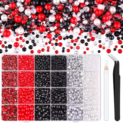 TINKRSTUFF 14000pcs flatback pearls and rhinestones set front view