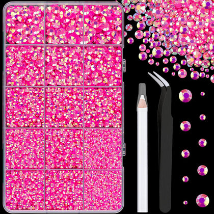 TINKRSTUFF 16000 Pcs Hot Pink AB resin rhinestones front view