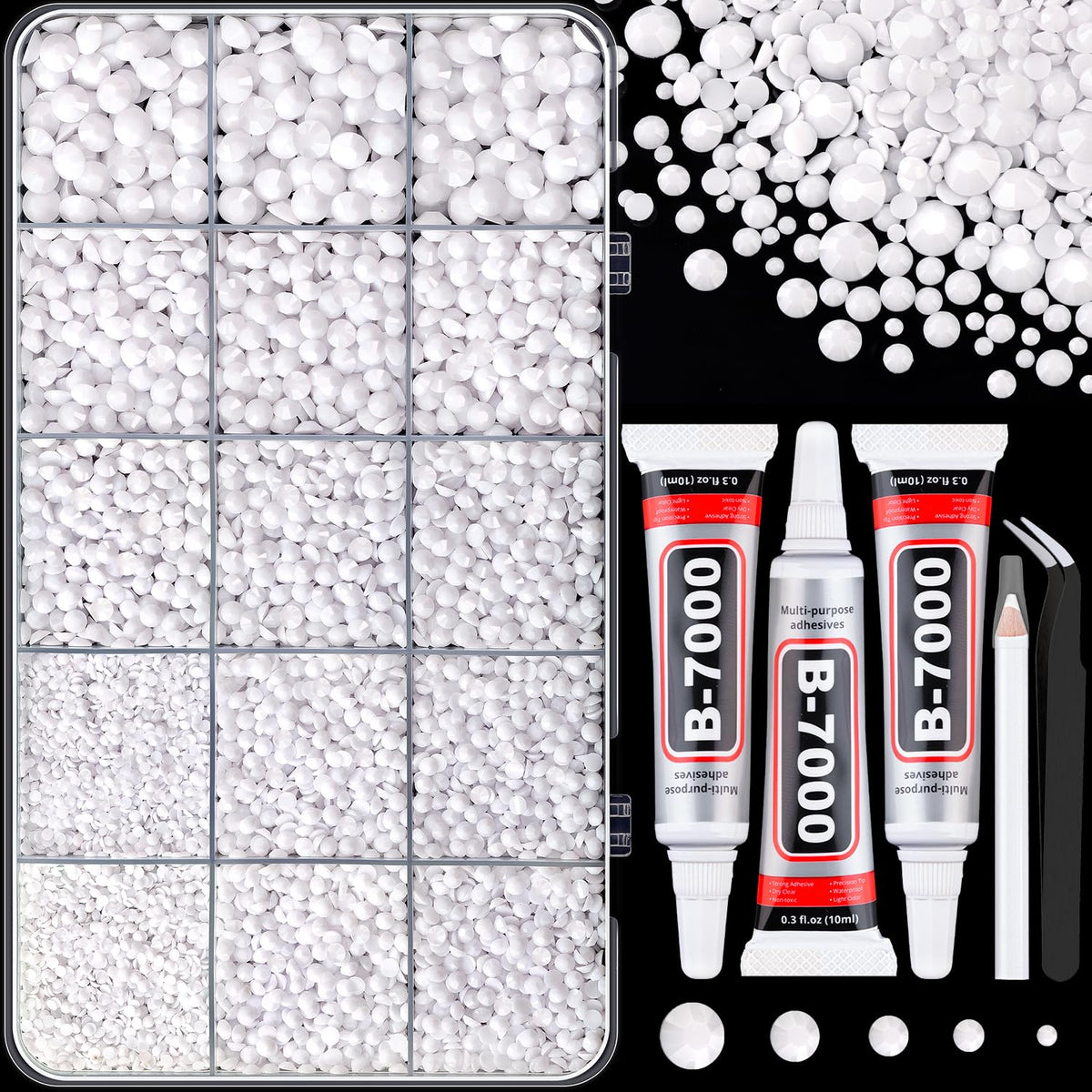 TINKRSTUFF 16000 pcs rhinestones box with various sizes