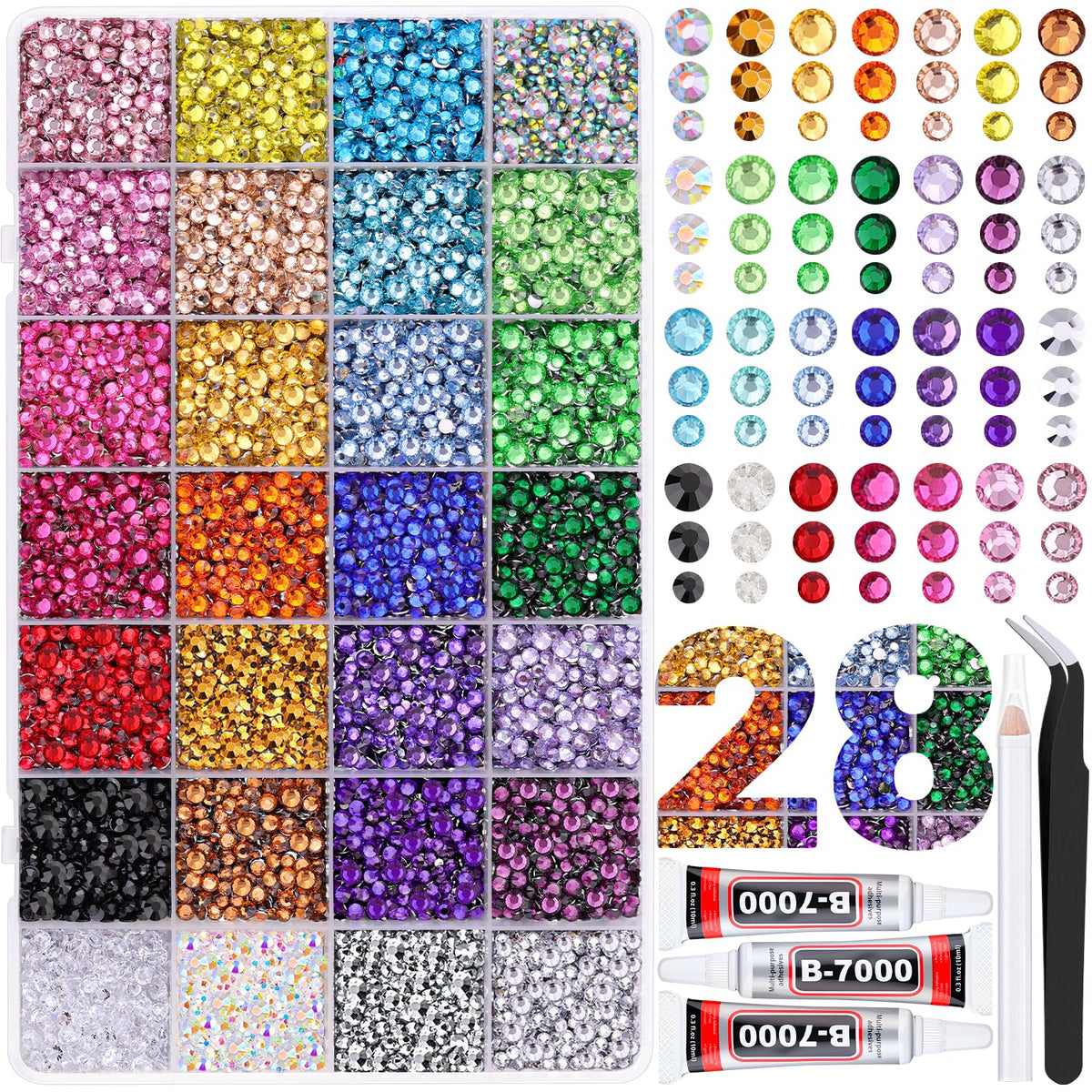 TINKRSTUFF 20000 Pcs Rhinestones assorted colours in storage box
