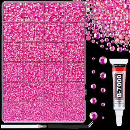 TINKRSTUFF 25000Pcs Hot Pink AB resin rhinestones box front view