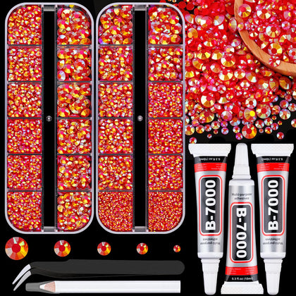 TINKRSTUFF 25000Pcs Red AB resin rhinestones assorted sizes in box