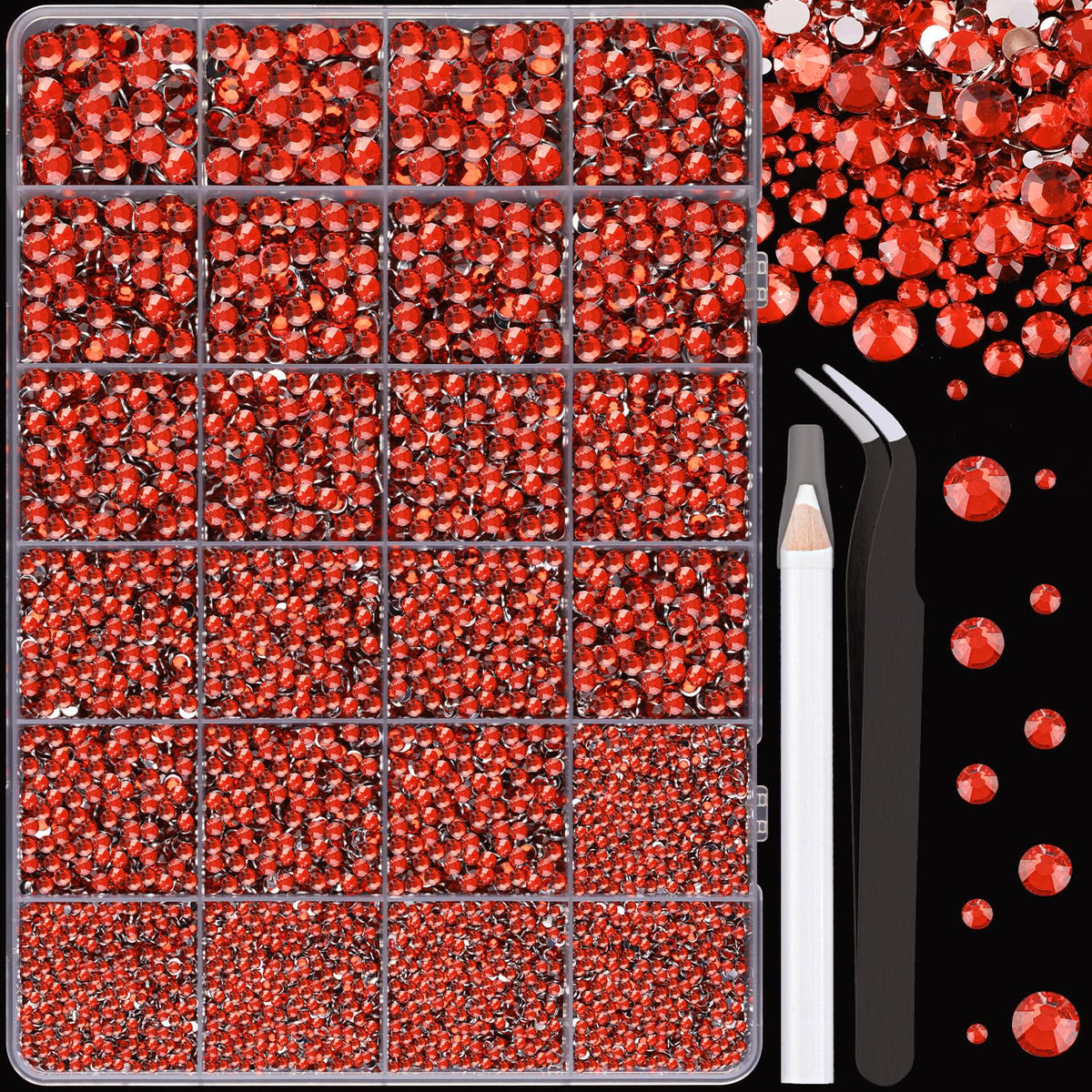 TINKRSTUFF 25000Pcs Red Resin Rhinestones box front view