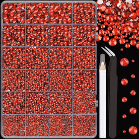 TINKRSTUFF 25000Pcs Red Resin Rhinestones box front view