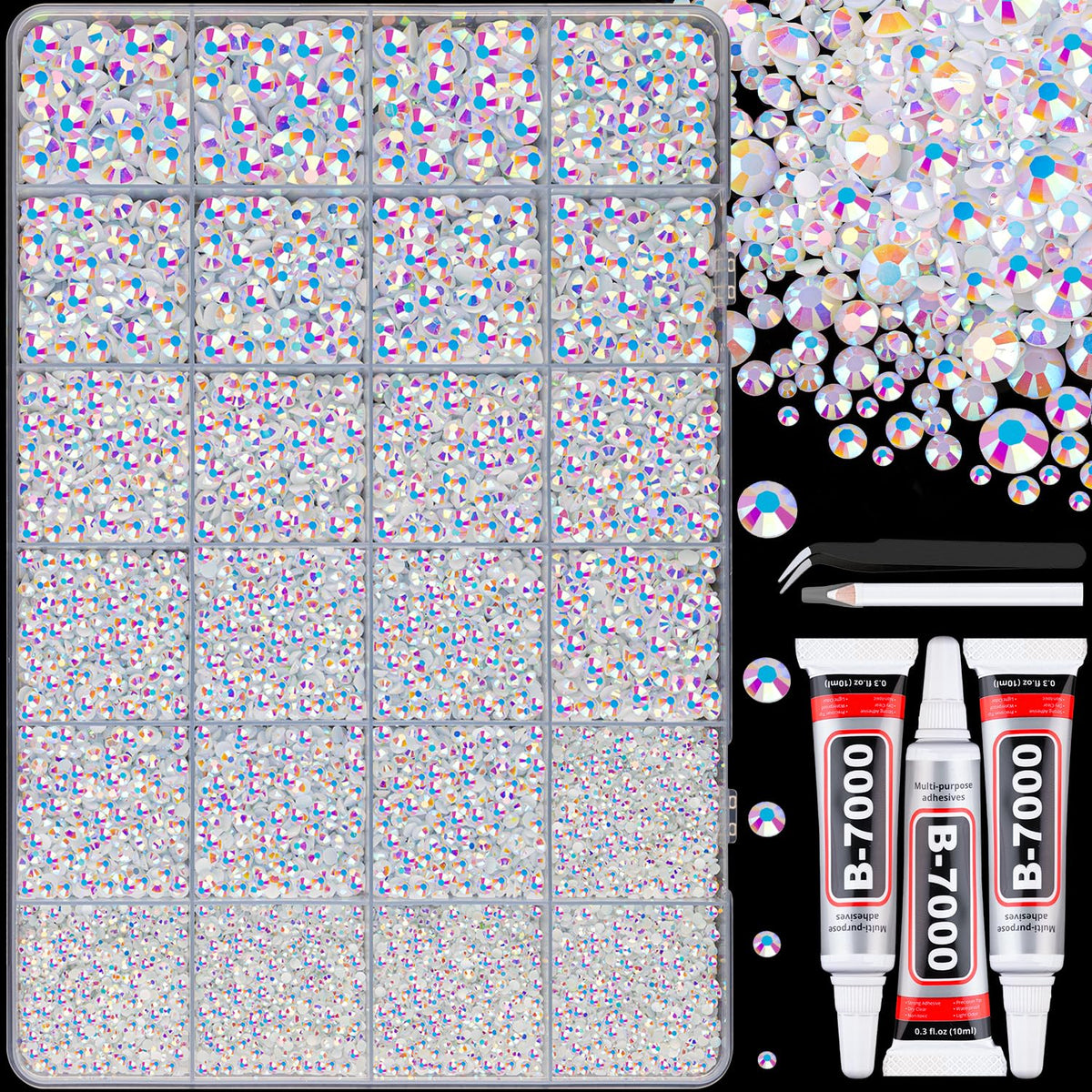 TINKRSTUFF 25000Pcs resin jelly rhinestones assorted sizes in box