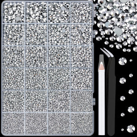 TINKRSTUFF 25000Pcs Silver Resin Rhinestones box front view