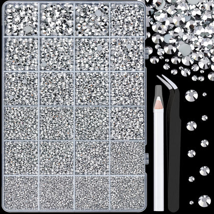 TINKRSTUFF 25000Pcs Silver Resin Rhinestones box front view
