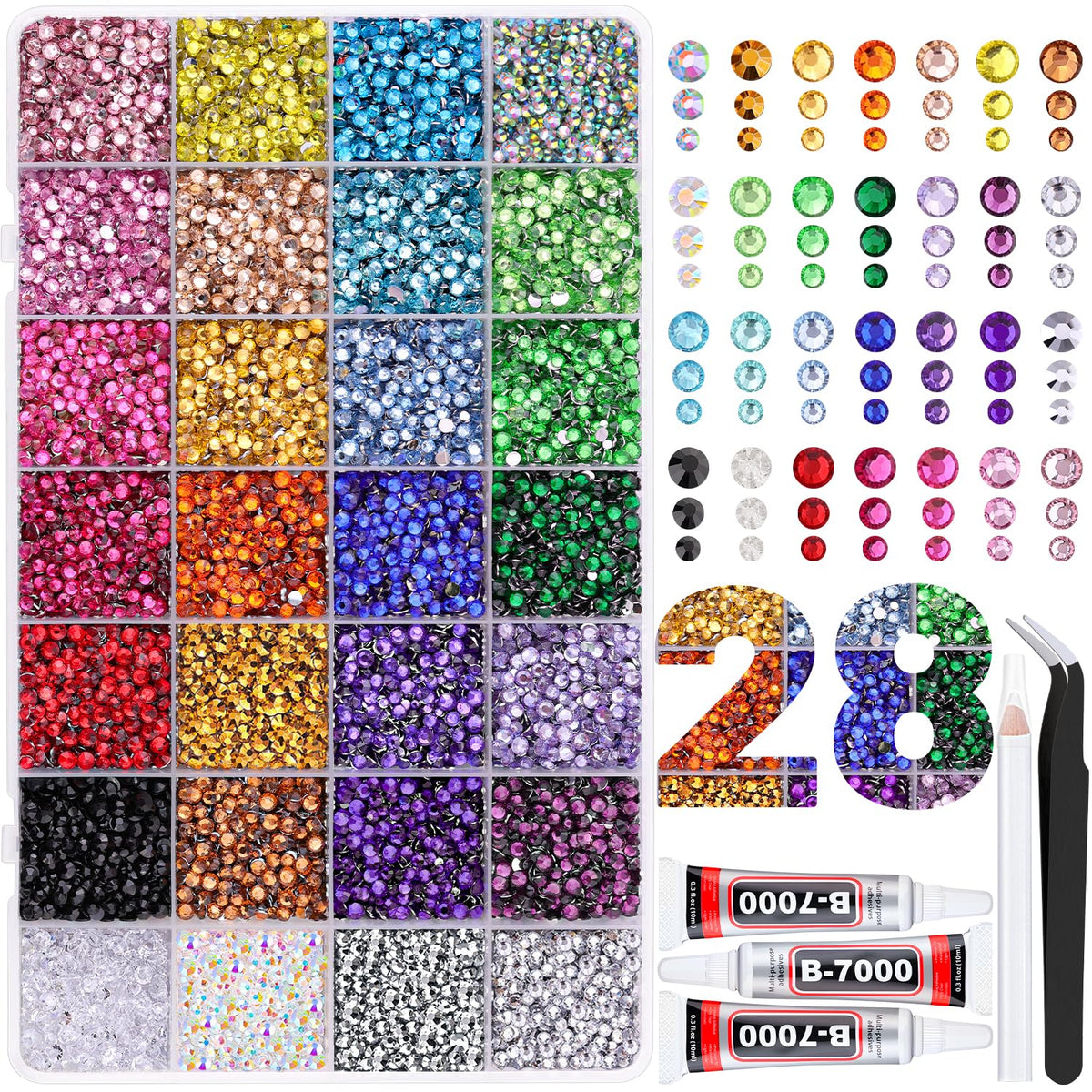 TINKRSTUFF 30000Pcs resin rhinestones assorted colours front view
