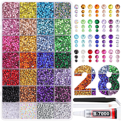 TINKRSTUFF 30000Pcs Resin Rhinestones assorted colours in storage box