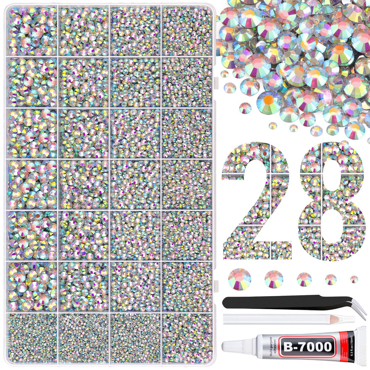 TINKRSTUFF 30000Pcs resin rhinestones assorted sizes in box