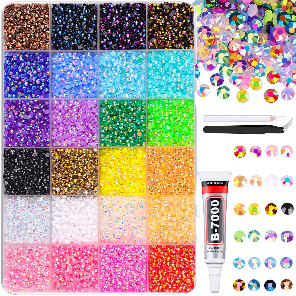 TINKRSTUFF 32000 Pcs resin rhinestones kit with B7000 glue
