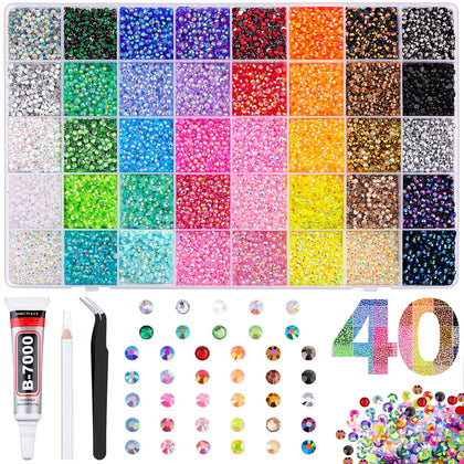 TINKRSTUFF 40000Pcs Mixed-Colour Resin Rhinestones box front view