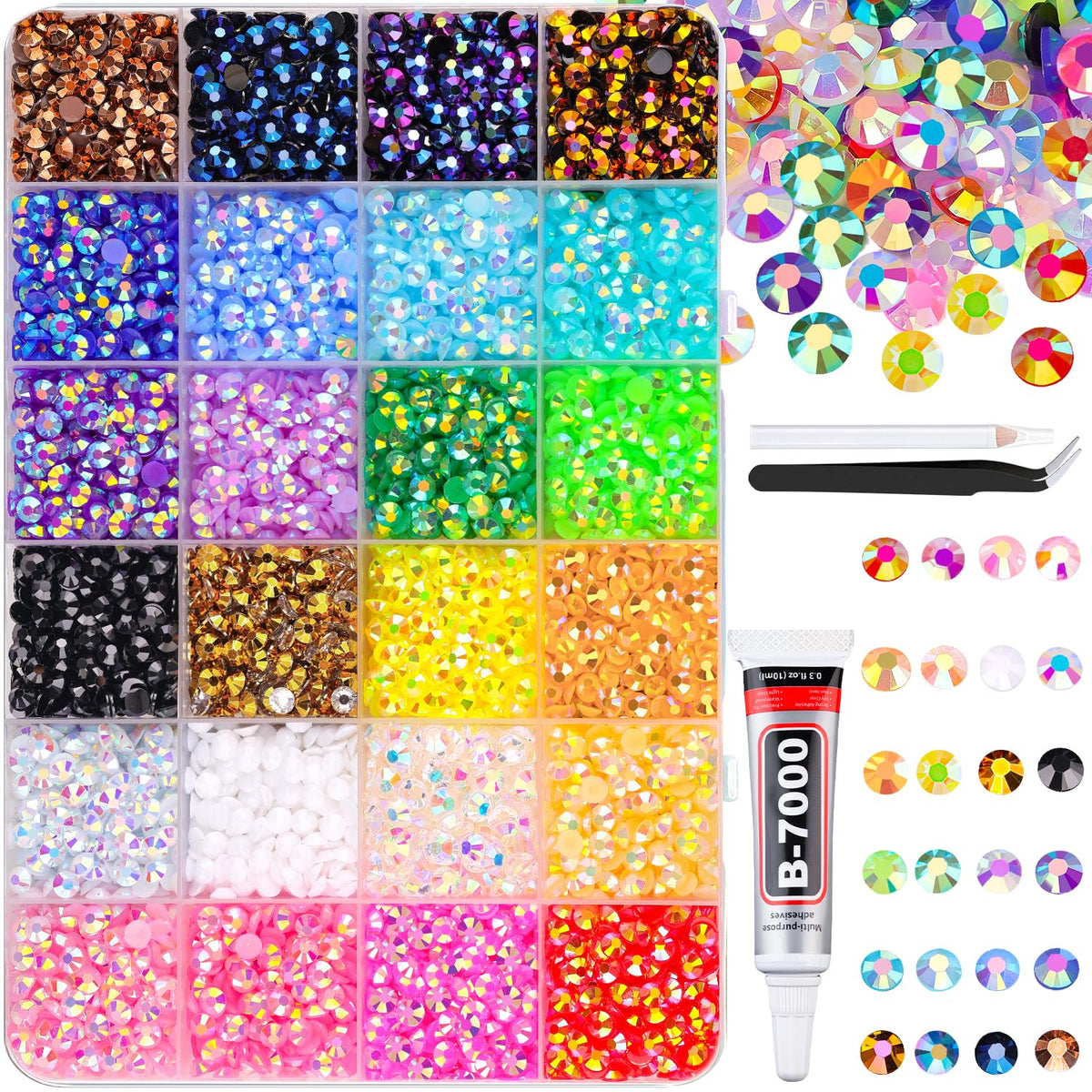 TINKRSTUFF 6600Pcs resin rhinestones box front view