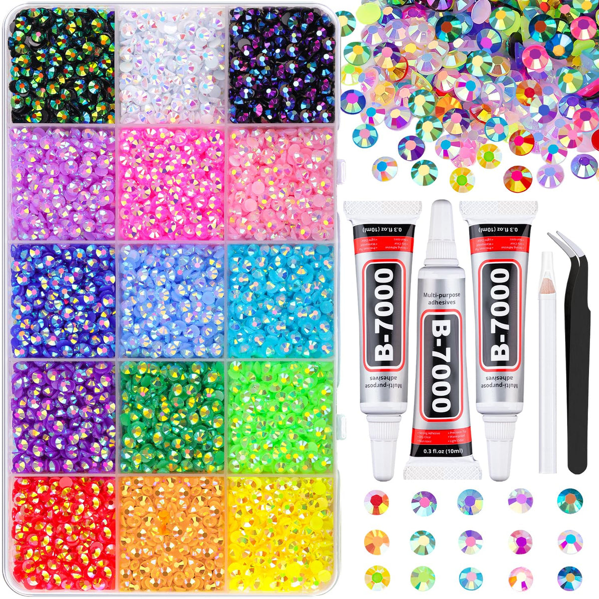 TINKRSTUFF 9000 Pcs resin jelly rhinestones mixed colours front view