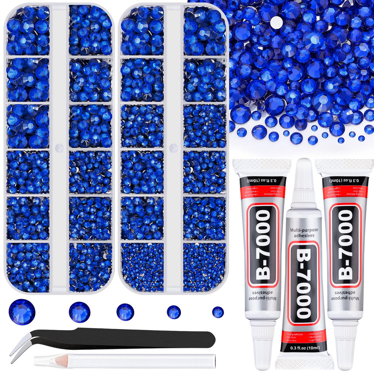TINKRSTUFF flatback rhinestones blue crystals in box