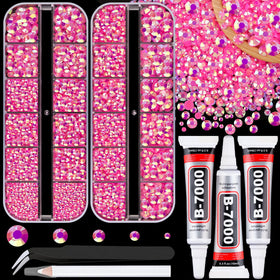 TINKRSTUFF Hot Pink AB Rhinestones front view with packaging
