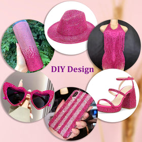 TINKRSTUFF Hot Pink Resin Rhinestones in a crafting setup