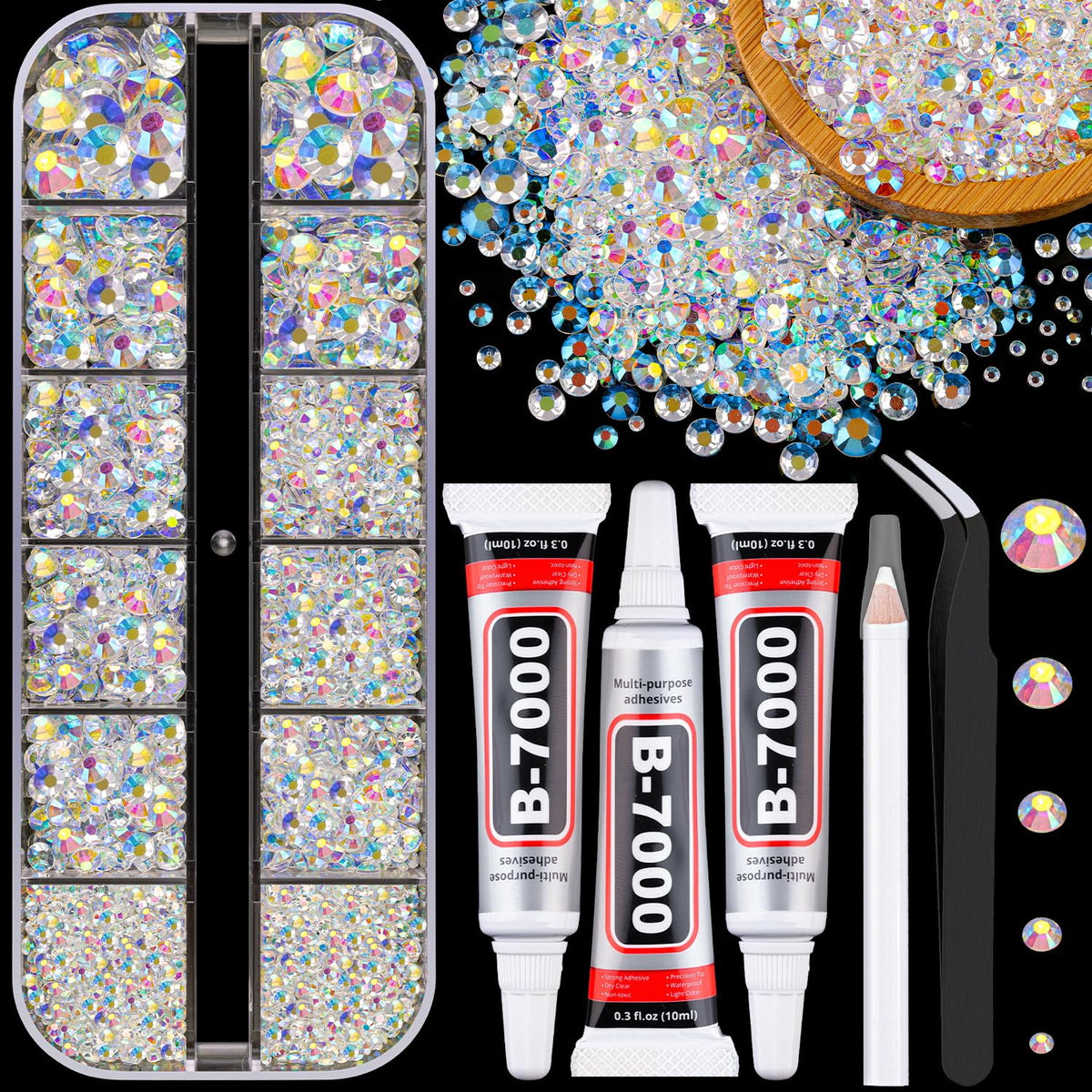 TINKRSTUFF Resin Jelly Rhinestones kit front view with various sizes