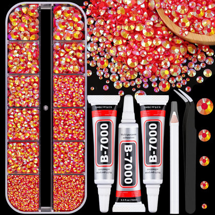 TINKRSTUFF Resin Jelly Rhinestones kit with red AB crystals and B7000 glue