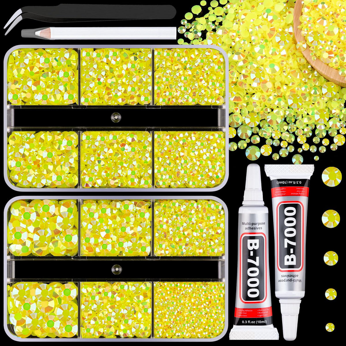 TINKRSTUFF Resin Jelly Rhinestones Lemon Yellow AB front view