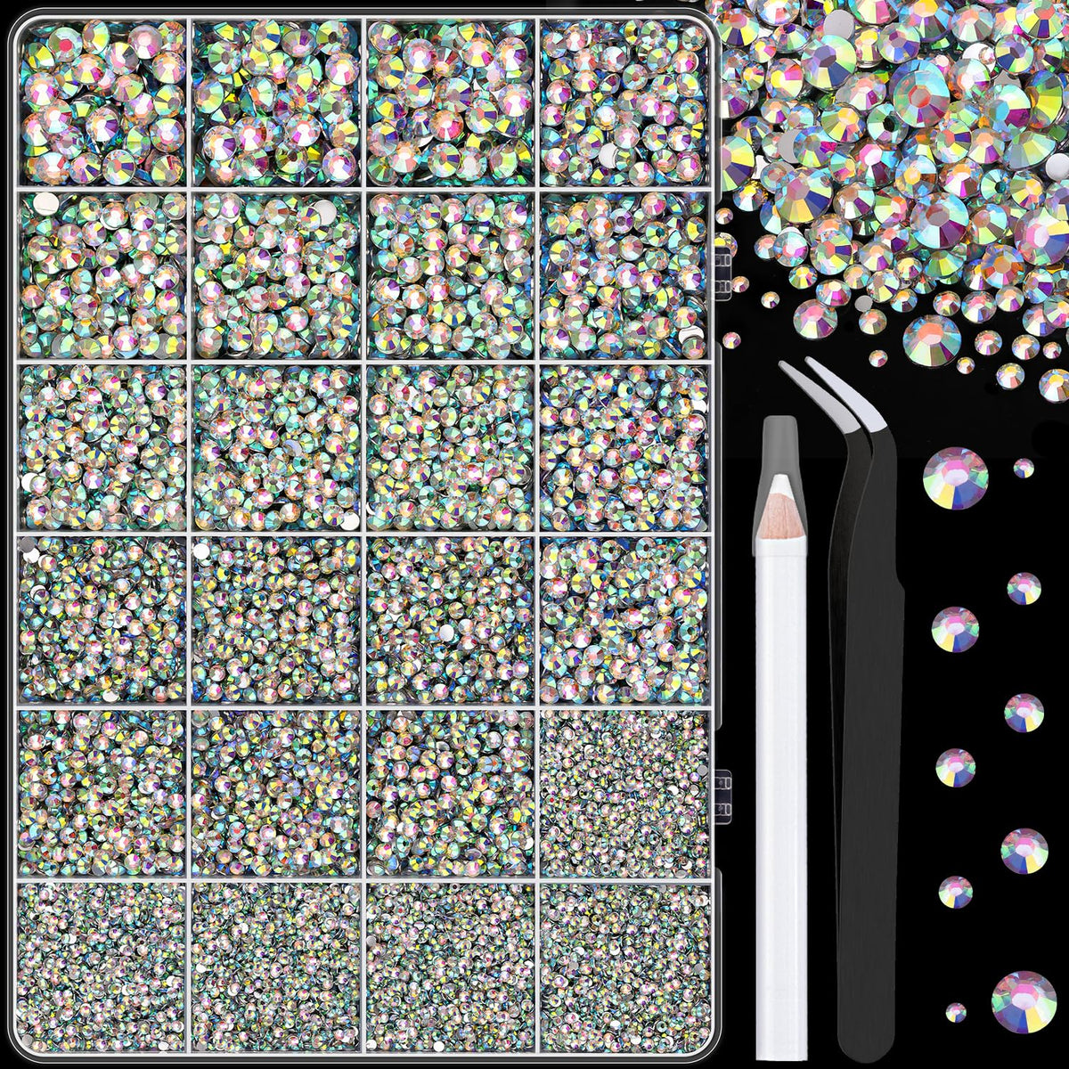 TINKRSTUFF Resin Rhinestones 25000 Pcs assorted sizes in box