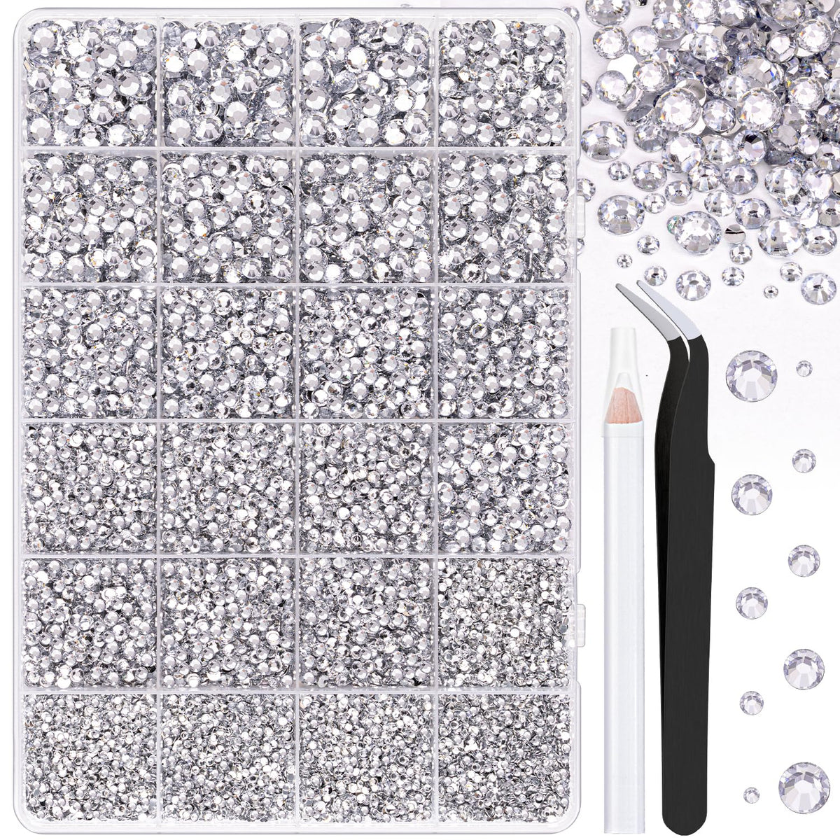 TINKRSTUFF resin rhinestones box with 24 grids