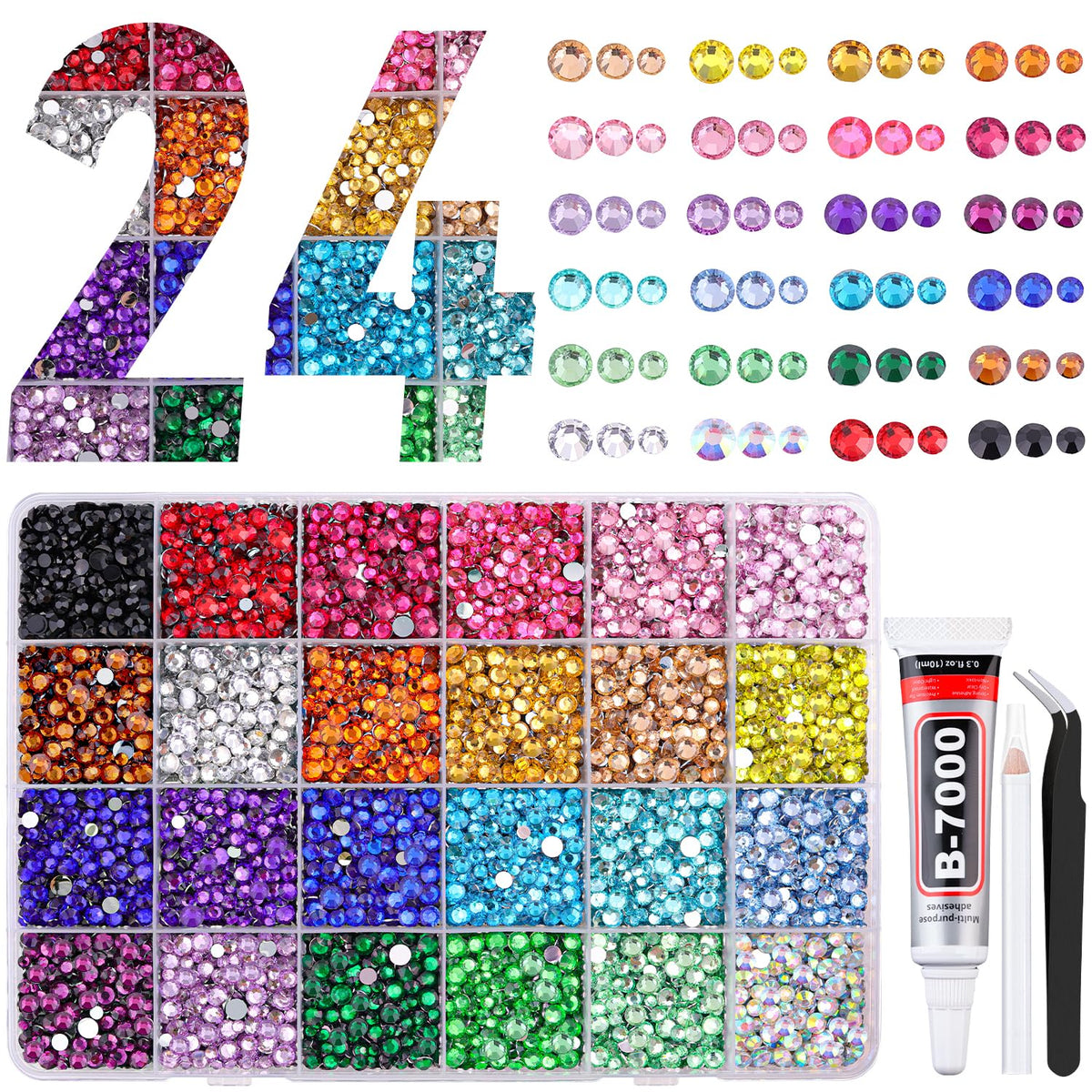 TINKRSTUFF resin rhinestones box with assorted colours